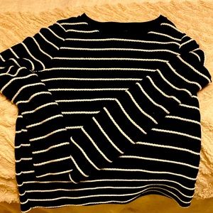 Navy Blue and white striped light knit sweater size 6 from Nordstrom Top Shop.